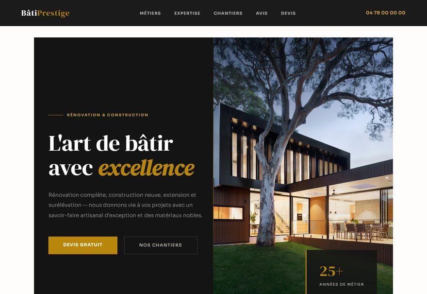 Aperçu du modèle de site BÂTI PRESTIGE