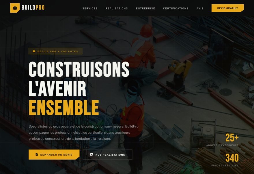 Aperçu du modèle de site BuildPro