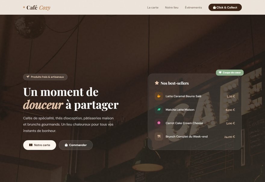 Aperçu du modèle de site CaféCozy