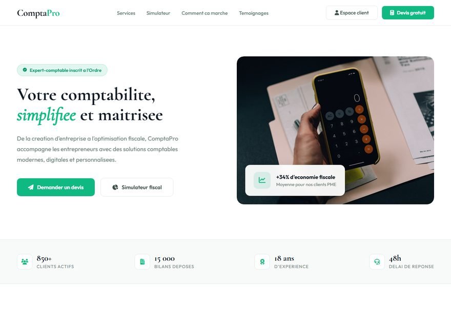 Aperçu du modèle de site ComptaPro