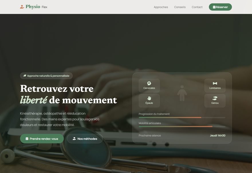 Aperçu du modèle de site PhysioFlex