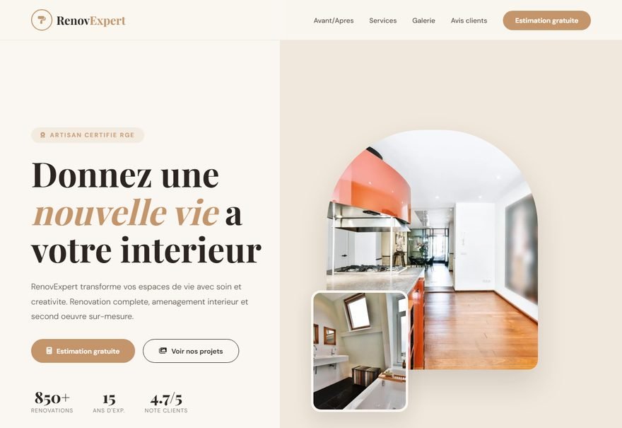 Aperçu du modèle de site RenovExpert