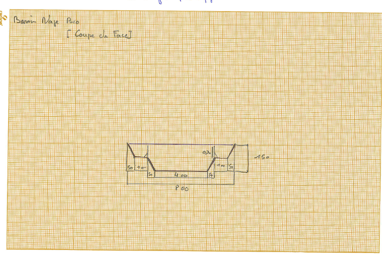 Croquis manuscrit de la coupe du bassin