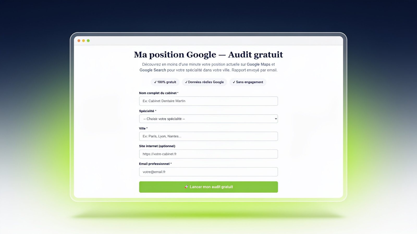 Outil d'audit de position Google en self-service