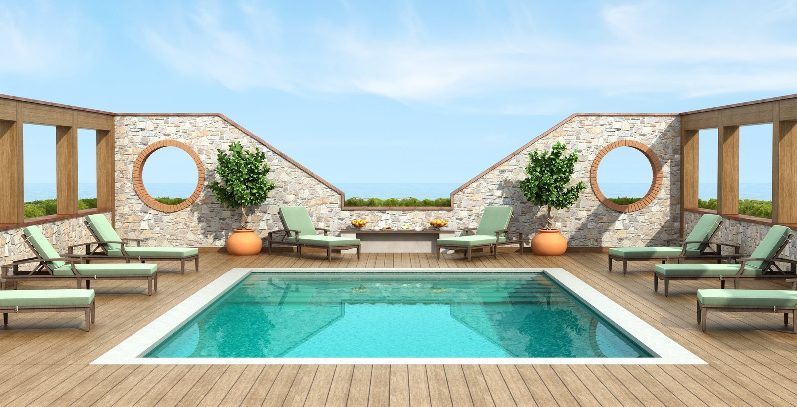 Piscine de luxe avec terrasse